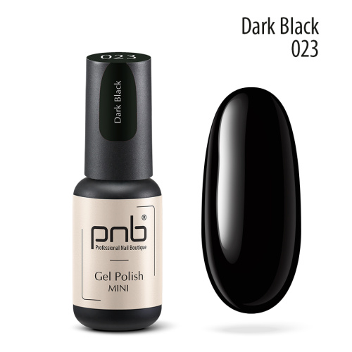 UV/LED Gel Polish, 023 Dark Black, with a thin brush,  PNB mini