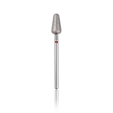 Diamond nail drill bit "rounded drop” red, L- 12,0 mm., Ø6 mm. Long