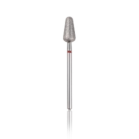 Diamond nail drill bit "rounded drop” red, L- 12,0 mm., Ø6 mm. Long