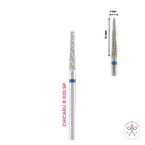 Fresa / Broca de Carburo CHICARU, cono azul 2,3 mm x 14 mm