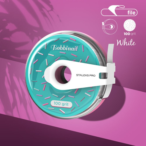Lima desechable en rollo, donut en estuche plastico STALEKS PRO 100 grit, BLANCO
