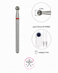 Fresa profesional de diamante ONAIL Bola 4,0 mm roja para torno ONAIL