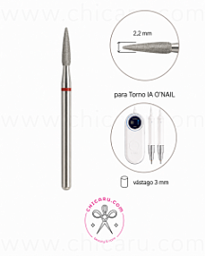 Fresa profesional de diamante ONAIL “Llama” roja 2,2 mm para torno ONAIL
