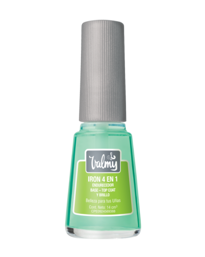Valmy Iron 4 en 1 Endurecedor Base – Top Coat y Brillo 14 ml