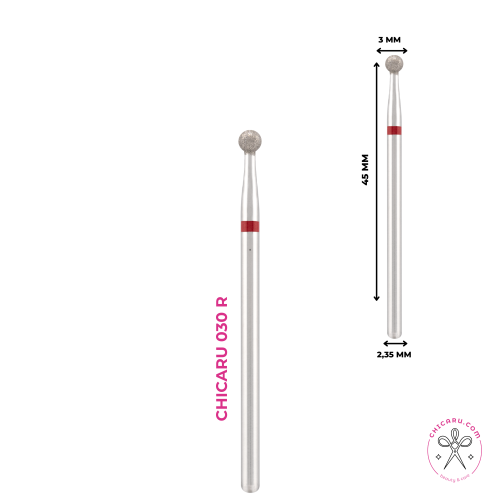 Broca / FRESA de diamante Chicaru "Bola" 3 mm, Roja