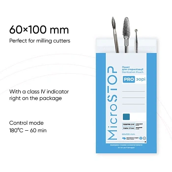 Bolsas de estirilizacion MicroSTOP Pro transparentes (60 x 100 mm)