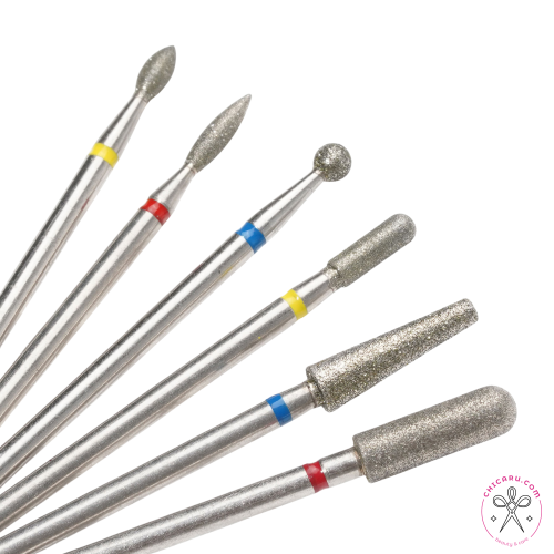Set de fresas de diamante para cutícula CHICARU para torno, 6 uds